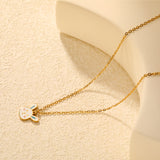 14.7*13.1mm Rabbit Pendant 0.4 Cross Chain Round Tag Necklace Gold