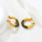 4.2mm Ear Hooks*24mm Outer Diameter with White Rhinestones / Emerald Earrings in Gold
