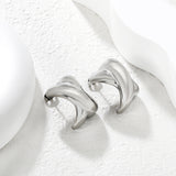16.2*23mm X-Shaped Stud Earrings Steel/Gold/Mixed Colors