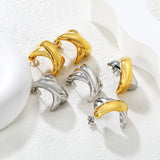 16.2*23mm X-Shaped Stud Earrings Steel/Gold/Mixed Colors