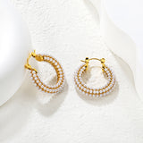 26*24mm Ear Hooks + White Imitation Pearls Earrings Gold