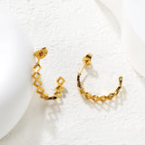 4.5*20mm Openwork Diamond C-Shaped Stud Earrings in Gold