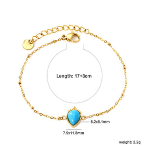 7.9*11.8mm teardrop with 6.2*8.1mm bluestone bracelet 17+3cm gold color
