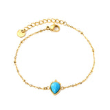 7.9*11.8mm teardrop with 6.2*8.1mm bluestone bracelet 17+3cm gold color