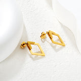 12.5*21.2mm Geometric Diamond Double-Wear Stud Earrings in Gold