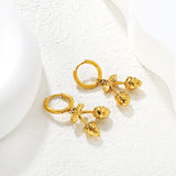 2.0mm x 10mm + 17x16mm Strawberry Earrings, Gold