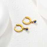 1.5mm x 9mm Powder-Cast Ear Hook + 4mm Round Diamond Earrings, Gold