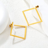 29.3mm Openwork Irregular Square Stud Earrings, Gold