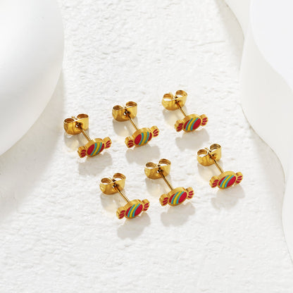 3 pairs of 5*9mm candy stud earrings in gold asonjewelry