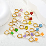 2.0*8.5mm inner ear hook + 8.2mm light blue/purple/yellow/orange/white/pink/green/red sunflower earrings in gold