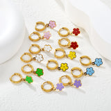 2.0*8.5mm inner ear hook + 8.2mm light blue/purple/yellow/orange/white/pink/green/red sunflower earrings in gold