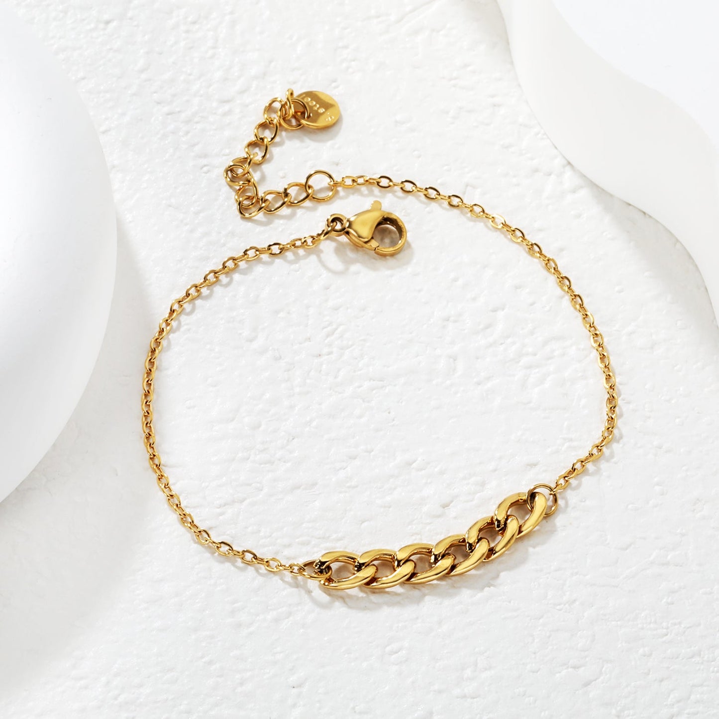 5mm NK Chain: 25mm Chain Accent 0.4 Cross Chain Round Tag Bracelet Gold asonjewelry