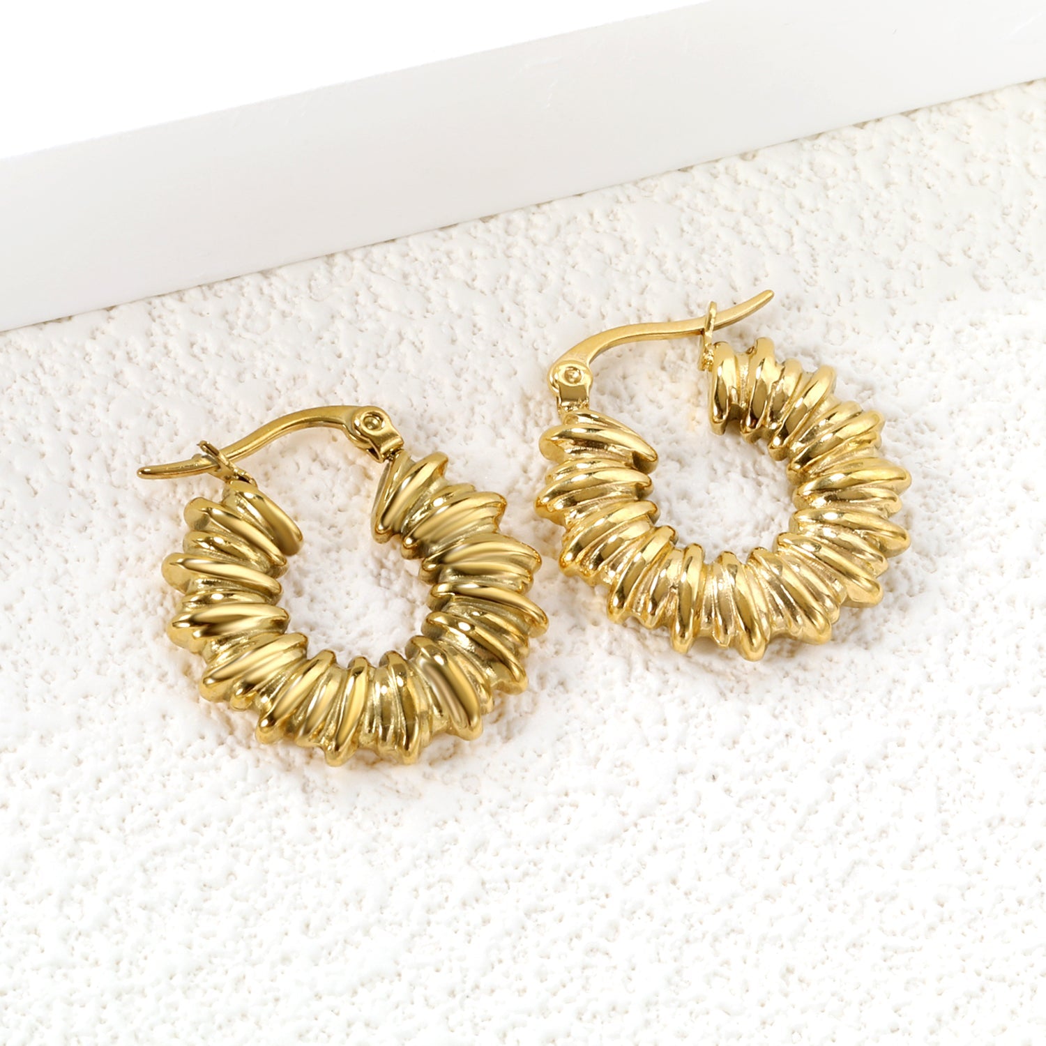 Circle earrings with pattern earrings 3.6*7.4*23.3mm gold color asonjewelry