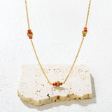 5*9mm Candy Pendant 0.35mm Cross Chain Round Tag Necklace Gold