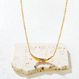 4*25mm Smiling Cat's Eye Stone 0.4mm Cross Chain Round Tassel Pendant Necklace Gold