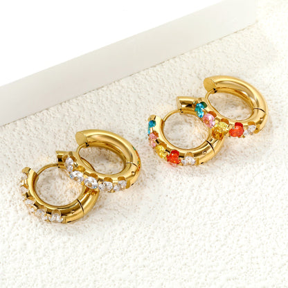 Round with 5 round white diamonds/mixed diamonds ear clips 5*21.6mm gold color asonjewelry