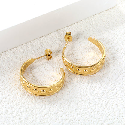 C-shaped earrings with bulging face 7.5*25mm gold color asonjewelry