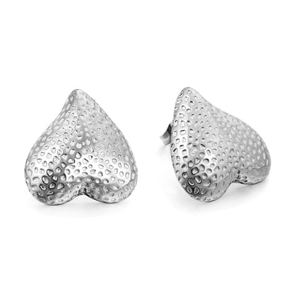 Inverted Peach Heart Pitted Face Earrings 19.7*21mm asonjewelry