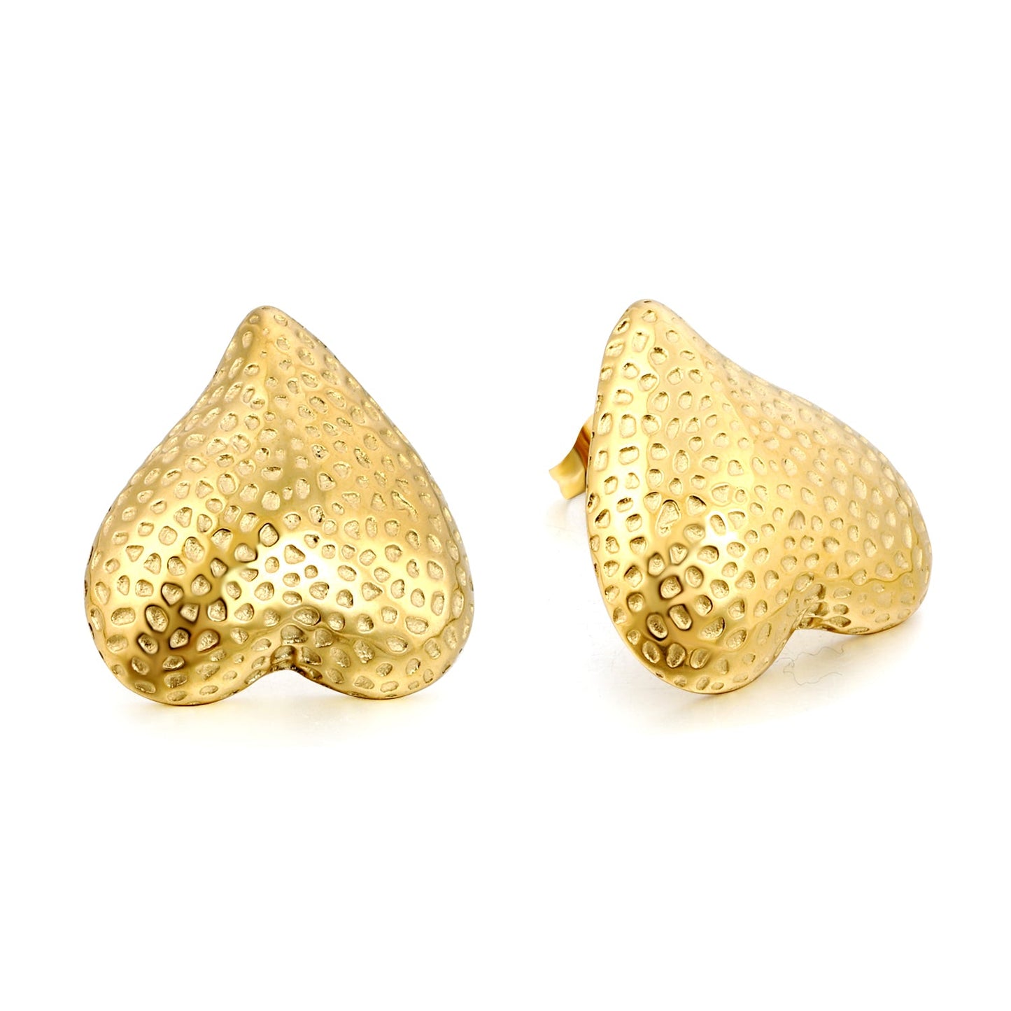 Inverted Peach Heart Pitted Face Earrings 19.7*21mm asonjewelry