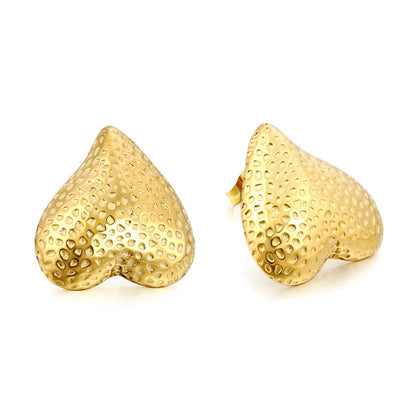 Inverted Peach Heart Pitted Face Earrings 19.7*21mm asonjewelry