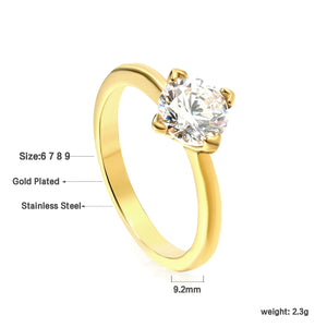 Fine 4 Prong Band & Large Round Clear Diamond Ring