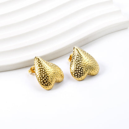 Inverted Peach Heart Pitted Face Earrings 19.7*21mm asonjewelry