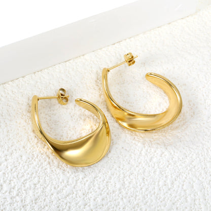 Shaped open half circle earrings 22.6*31.4mm gold color asonjewelry