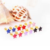 12 pairs steel/golden star ombre screwback stud earrings