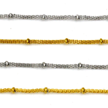 ASON 10pcs / 2mm*45cm 50cm 55cm 60cm Flat Mesh & Beads Stainless Steel with Chains asonjewelry