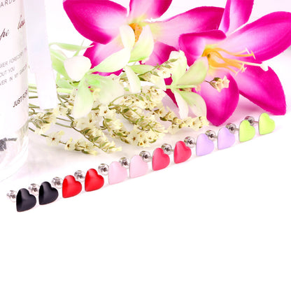 12 pairs / Gold / Steel Heart Mixed Color Screwback Earrings asonjewelry