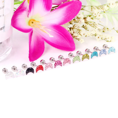 12 pairs steel/golden moon shaped ombre screwback stud earrings asonjewelry