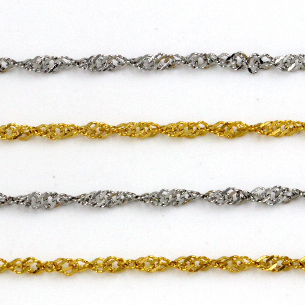 ASON 10pcs / 2mm*45cm 50cm 55cm 60cm Stainless Steel Chain with Ripple Shape asonjewelry