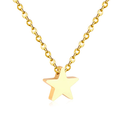 Rose Gold & Gold & Steel Glossy Star Pendant Necklace