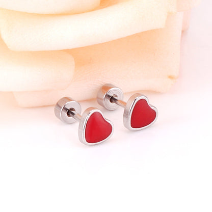 12 pairs 6.5mm*5.5mm Steel / Goldtone Heart Mixed Color Screwback Stud Earrings asonjewelry