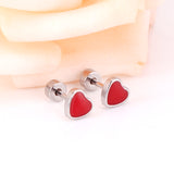 12 pairs 6.5mm*5.5mm Steel / Goldtone Heart Mixed Color Screwback Stud Earrings