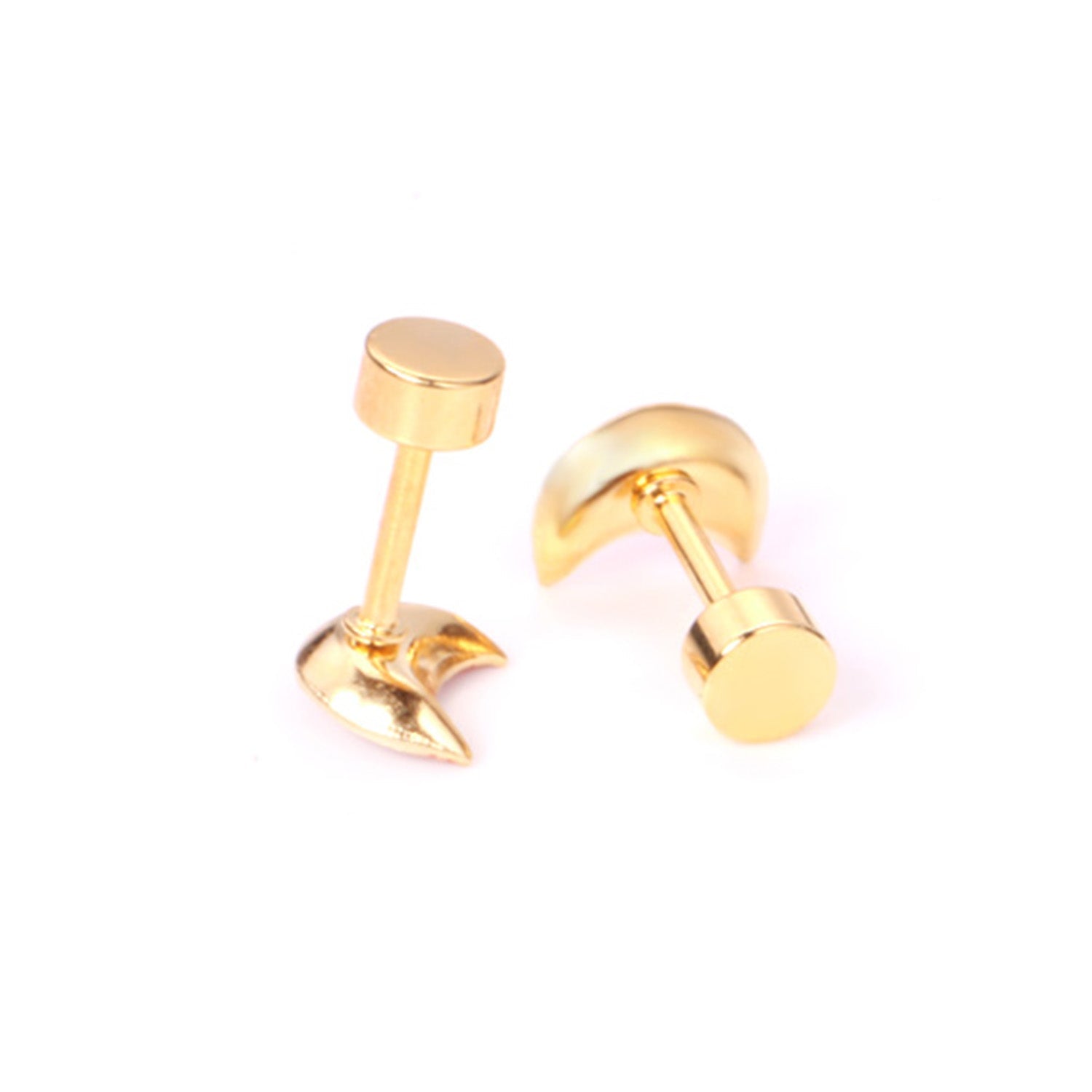 12 pairs Steel / Goldtone Moon Shaped Mixed Color Screwback Earrings asonjewelry