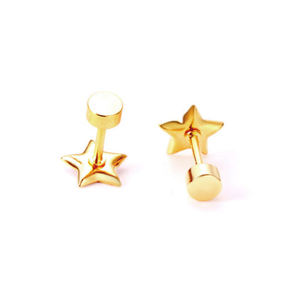 12 pairs steel/golden star ombre screwback stud earrings asonjewelry