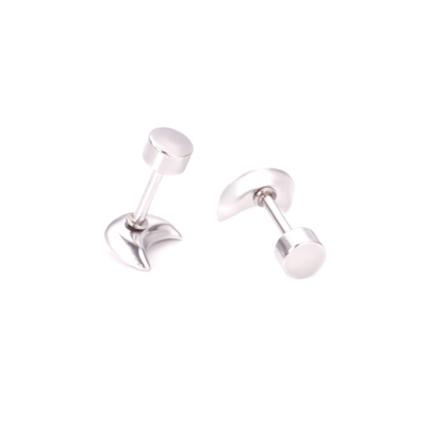 12 pairs Steel / Goldtone Moon Shaped Mixed Color Screwback Earrings asonjewelry