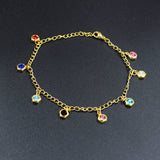Gold Multi Color Diamonds Anklet Accessory