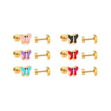 12 pairs 7.5mm*5.5mm Steel/Gold Mixed Color Screwback Earrings