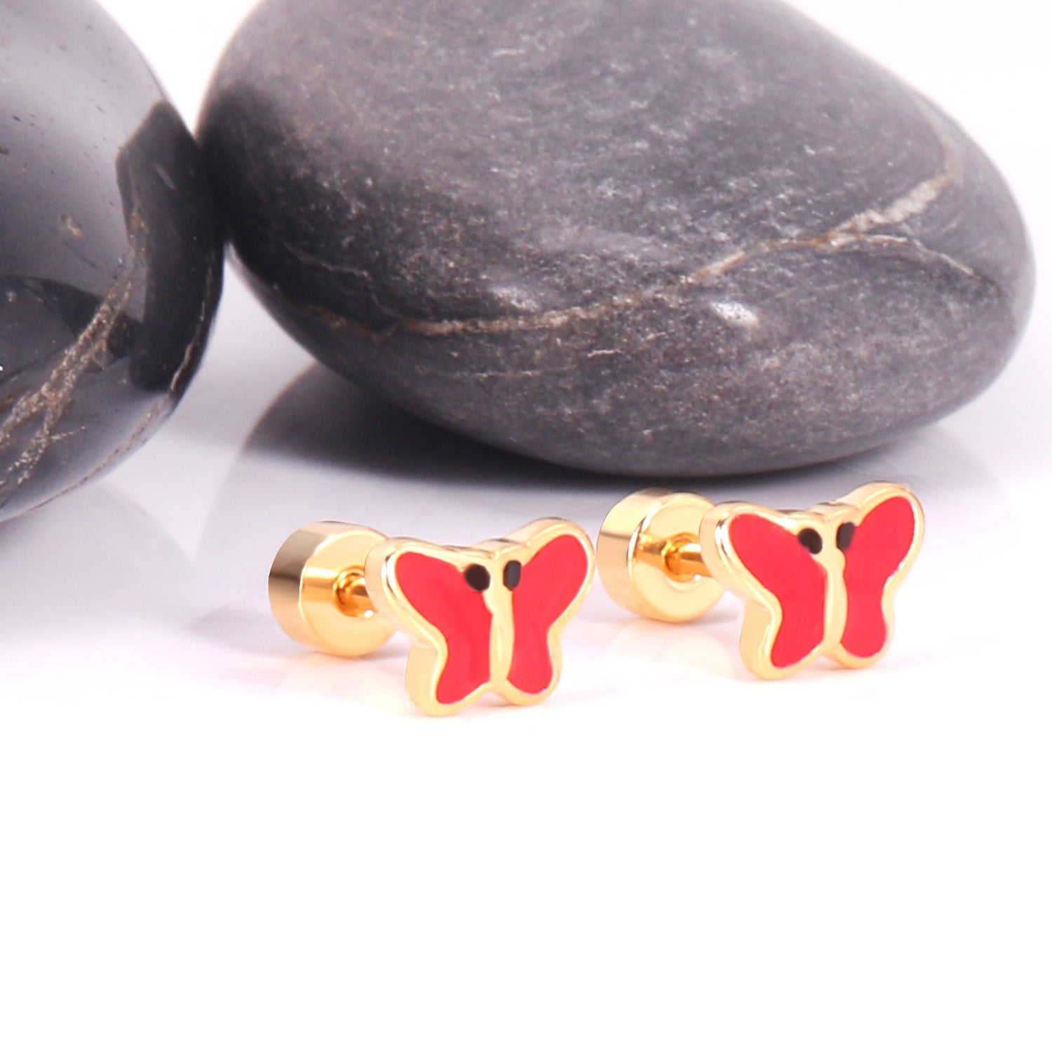 12 pairs 7.5mm*5.5mm Goldtone/Steel Mixed Color Screwback Earrings asonjewelry