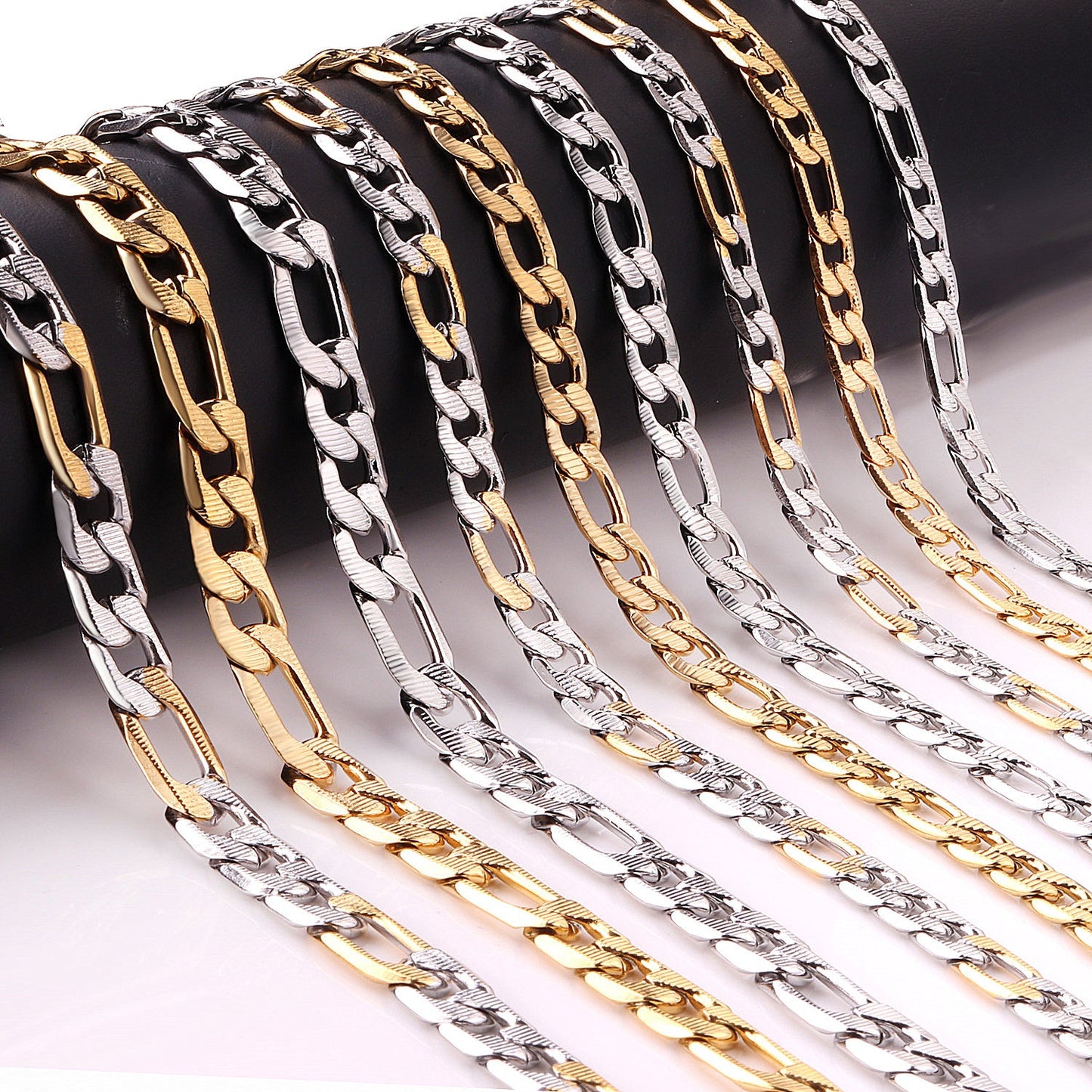 Fashion 6mm & 8mm &10mm Mixed Color & Gold & Steel Color Long Necklace DIY Matching Chain asonjewelry
