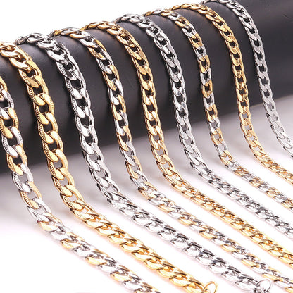 Stylish 6mm & 8mm &10mm Mixed Color & Gold & Steel Color Long Necklace Side Cross Stripe DIY Matching Chain asonjewelry