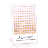 3mm-8mm Snapback Steel/Gold/Rose Gold/Black Plum Cut/Frosted Stud Earrings