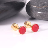 12 pairs 5mm Steel / Goldtone Round Mixed Color Screwback Stud Earrings