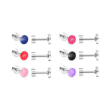 12 pairs 5mm Steel / Goldtone Round Mixed Color Screwback Stud Earrings