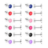 12 pairs 5mm Steel / Goldtone Round Mixed Color Screwback Stud Earrings
