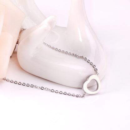 Steel color gold hollow heart accessory bracelet without diamonds 12mm 18+3cm asonjewelry