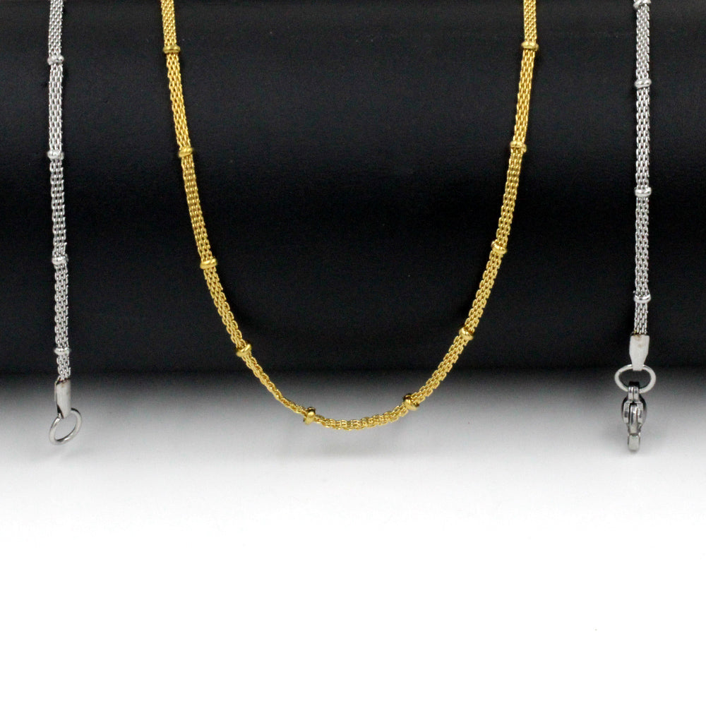 ASON 10pcs / 2mm*45cm 50cm 55cm 60cm Flat Mesh & Beads Stainless Steel with Chains asonjewelry