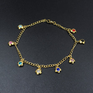 Pentagram Shaped Multi-colored Goldtone Charms Soft Anklet
